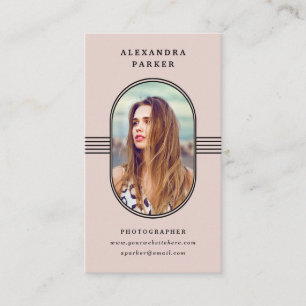 Carte De Visite Cadre élégant  Photo rose pâle