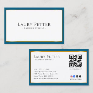 Carte De Visite Cadre en feuille d'or Code QR professionnel 