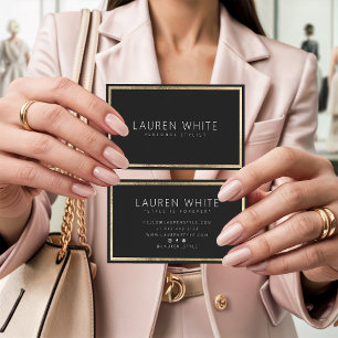 Carte De Visite Cadre en feuille d'or élégant tendance minimaliste