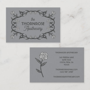 Carte De Visite Cadre floral de rose gothique pour herboriste apot