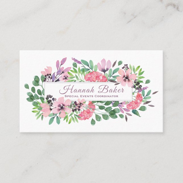 Carte De Visite Cadre floral Pastel (Devant)