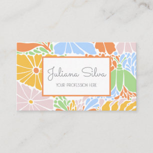 Carte De Visite Cadre Floral Retro Coloré