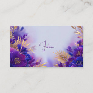 Carte De Visite Cadre géométrique floral or violet élégant