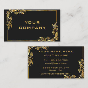 Carte De Visite Cadre Gold Feuilles Golden Text Black Professional