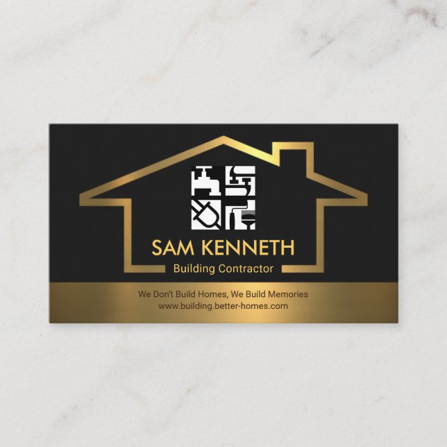 Carte De Visite Cadre Gold Handyman Outils de construction (Devant)