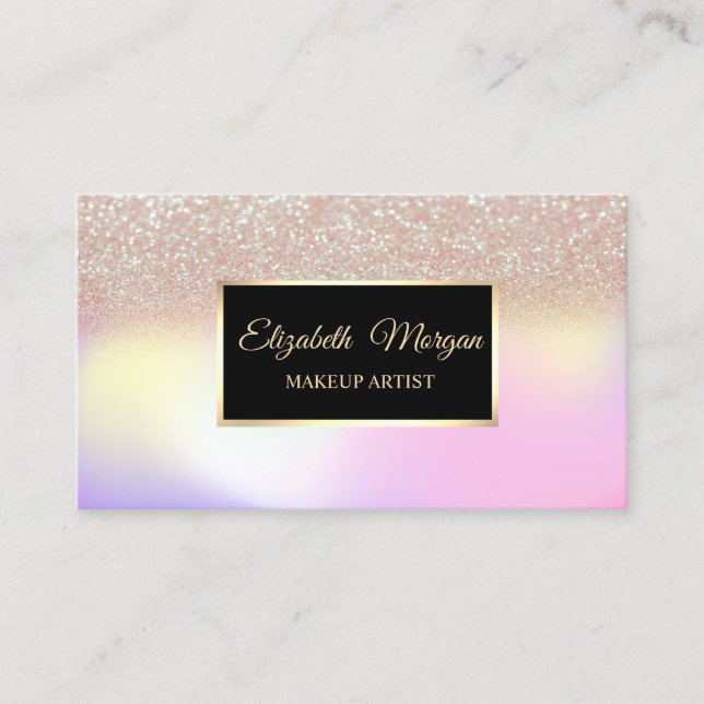 Carte De Visite Cadre Holographique Ombre Parties scintillant élég (Devant)