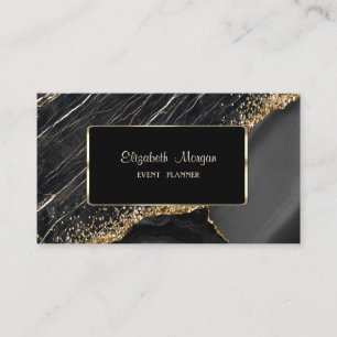 Carte De Visite Cadre Moderne Élégant, Sequins Or Marbre Noir