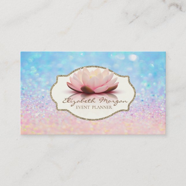 Carte De Visite Cadre moderne Lotus Fleur Parties scintillant Boke (Devant)