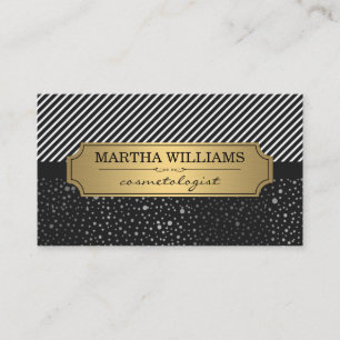 Carte De Visite Cadre Or avec points et rayures métalliques