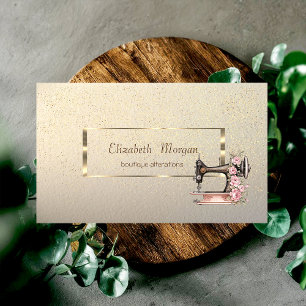 Carte De Visite Cadre Or Élégant, Machine à coudre Confetti