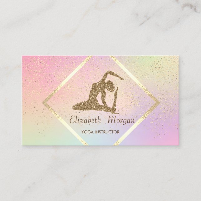 Carte De Visite Cadre Or Moderne, Confetti, Fille de Yoga (Devant)