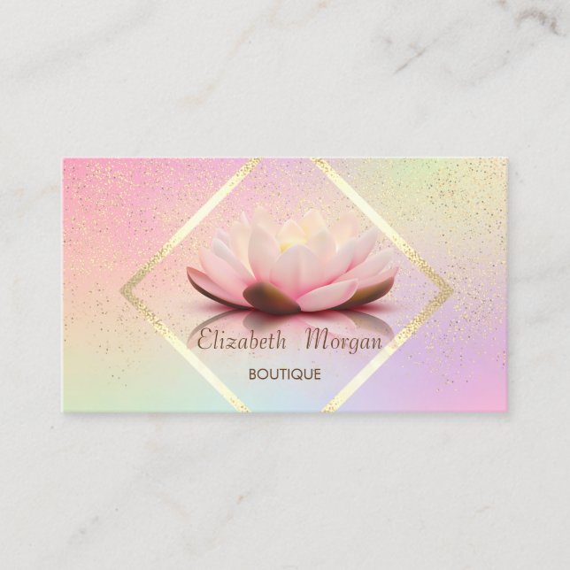 Carte De Visite Cadre Or Moderne, Confetti Lotus Élégant (Devant)