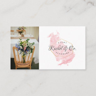 Carte De Visite Cadre Or moderne photo Aquarelle rose