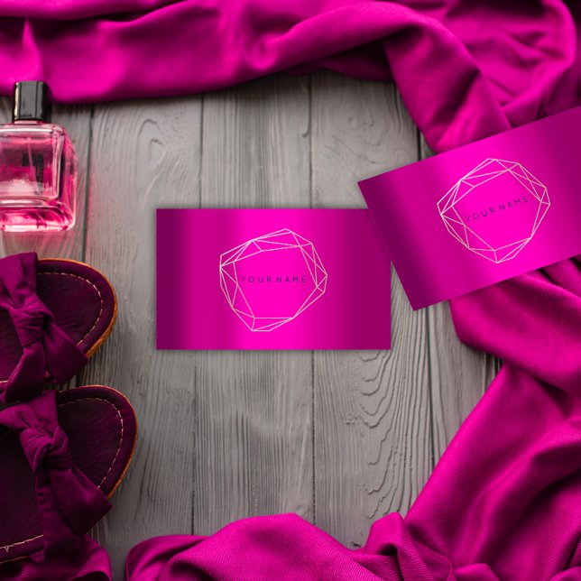 Carte De Visite Cadre Poligénique Or Rose (Pink Gold Poligonal Frame Geometric Business Card)