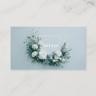 Carte De Visite Cadre propre floral rose blanc et bleu poussiéreux