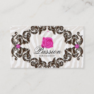 Carte De Visite Cadre rose de zèbre de rose de bourse de sac à