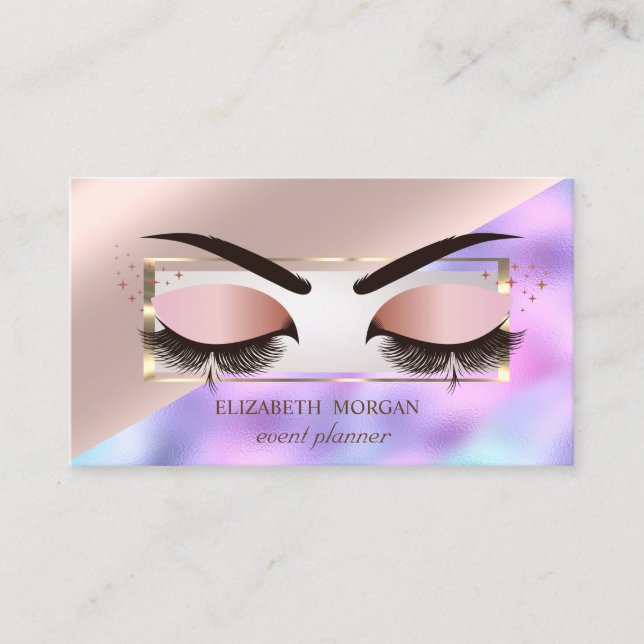 Carte De Visite Cadres professionnels Rose Gold Lases Holographiqu (Devant)