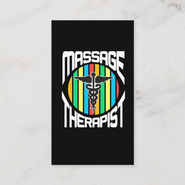 Carte De Visite Caducée de thérapeute de massage - (Devant)