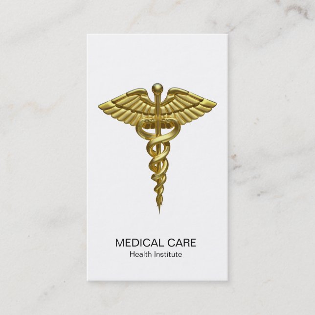 Carte De Visite Caducée en or Médicale professionnel (Devant)