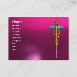 Carte De Visite CADUCEUS AMÉTHYST éclatant or rose violet, fuchsia