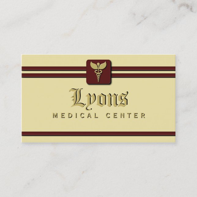 Carte De Visite Caduceus Docteur Médicale en soins de santé Crème  (Devant)