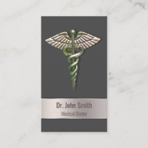 Carte De Visite Caduceus Médicale Chrome Holographique 3D
