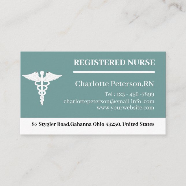 Carte De Visite Caduceus Nurse Doctor (Devant)