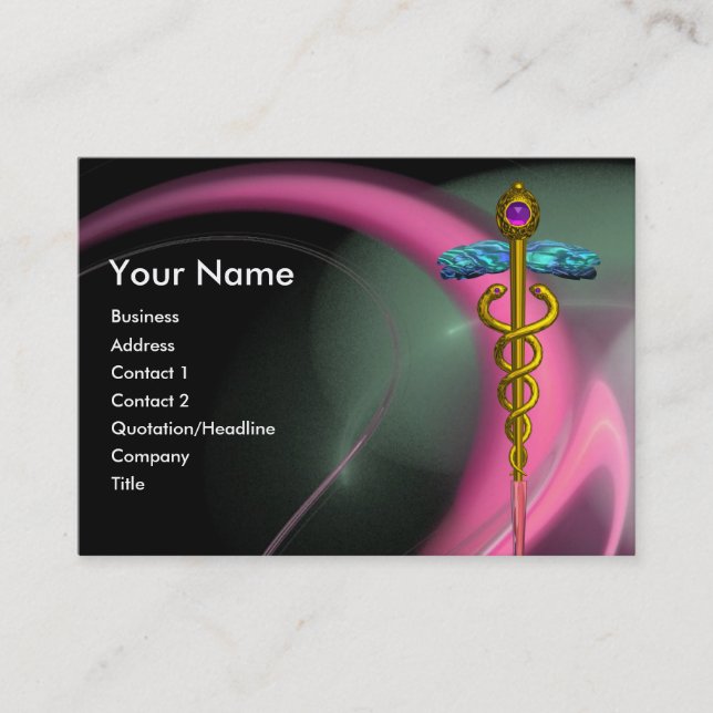 Carte De Visite CADUCUS D'OR Médicale, CHAUSSURES DE FRACTAL VERT  (Devant)