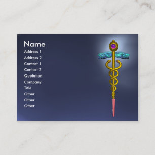 Carte De Visite CADUCUS, TOPAZ BLEU Amateur d'or dynamique