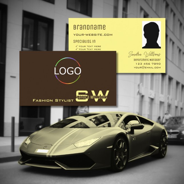 Carte De Visite Café Brown avec logo Monogram Photo (Créateur téléchargé)