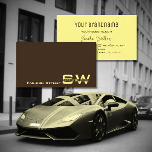 Carte De Visite Café Brown et crème avec Monogramme Simple