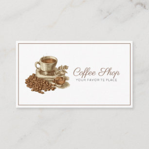 Carte De Visite Café classique blanc et Vintage Espresso Brown