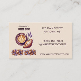 Carte De Visite Cafe Custom Merch Croissant Vintage Avec Lavande