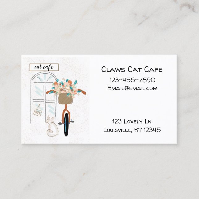 Carte De Visite Café Cute Cat Café (Devant)
