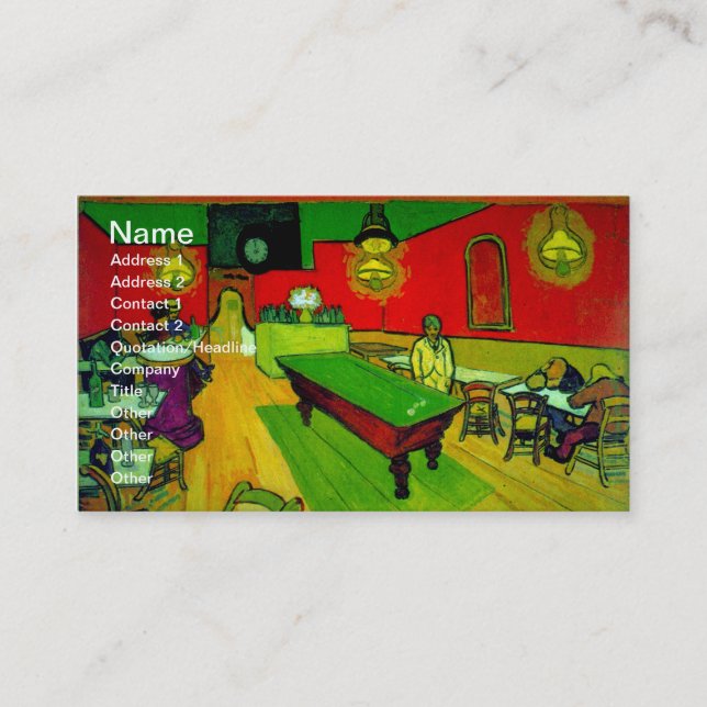 Carte De Visite Café de nuit Place Lamartine Van Gogh Art (Devant)