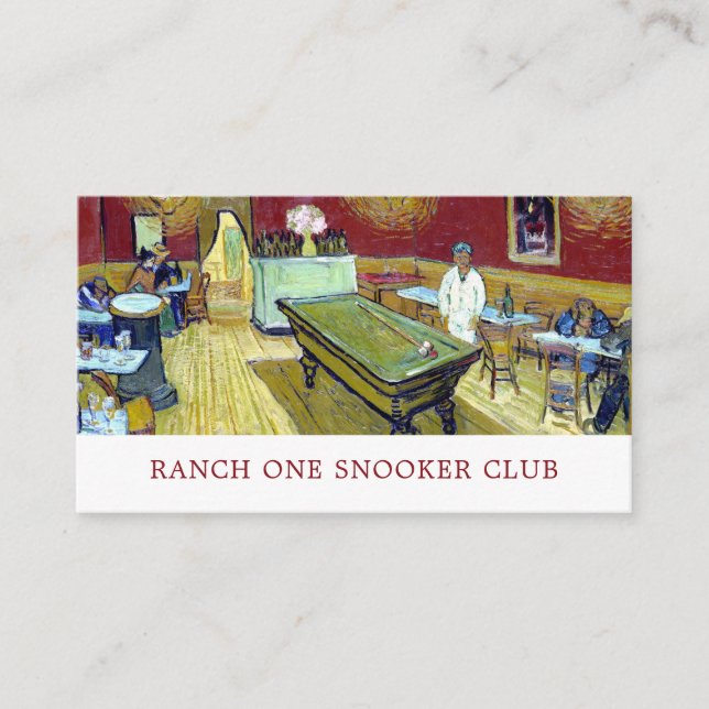 Carte De Visite Café de nuit, Van Gogh, Pool & Snooker Player/Club (Devant)