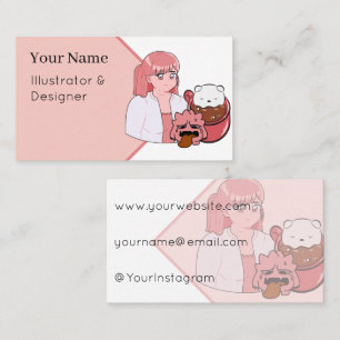 Carte De Visite Café du lundi matin – Fille Anime Kawaii &
