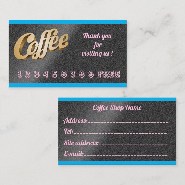 Carte De Visite Café en argent gratuit moderne et moderne (Devant / Derrière)