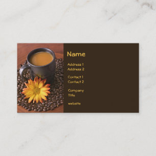 Carte de visite café et marguerite jaune