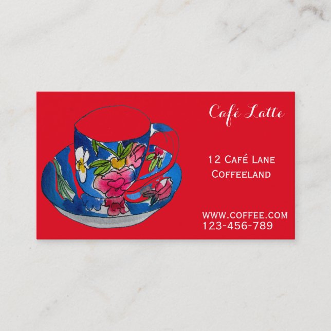 Carte De Visite Café Retro café café concepteur thé tasse (Devant)