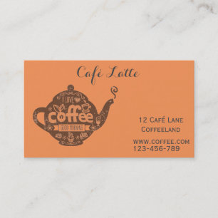 Carte De Visite Café Retro café café vintage élégant orange