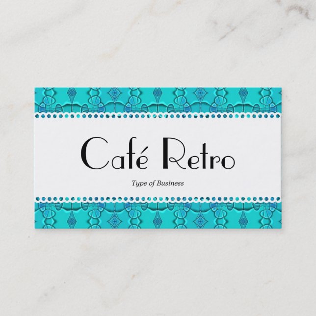 Carte De Visite Café Retro (Scalloped) - Aqua Blue Festival (Devant)
