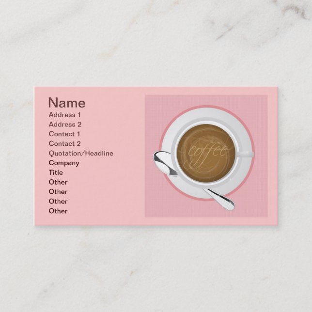 CARTE DE VISITE CAFÉ ROSE CAFÉ FILLE BONNES BOISSONS BON MORNIN (Devant)