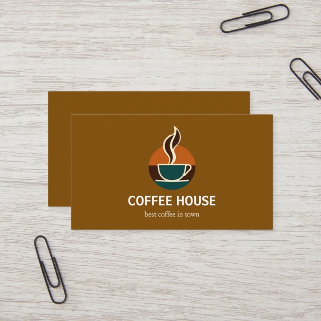 Carte de visite café simple moderne (Devant/Arrière en situation)