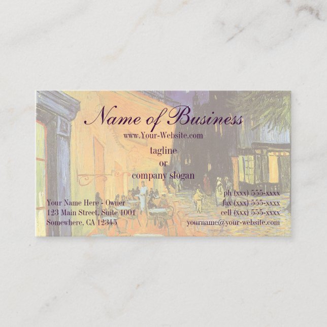 Carte De Visite Café Terrasse à la nuit par Vincent van Gogh (Devant)
