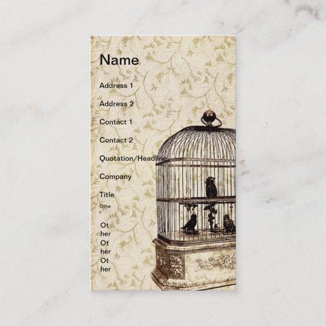 Carte De Visite Cage d'oiseaux Vintage (Devant)