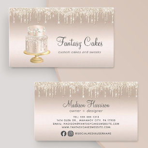 Carte De Visite Cake Bakery Gold Glitter Drips
