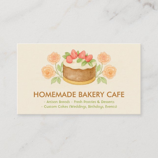 Carte De Visite Cake Maker Cookies Floral Bakery Cafés (Devant)