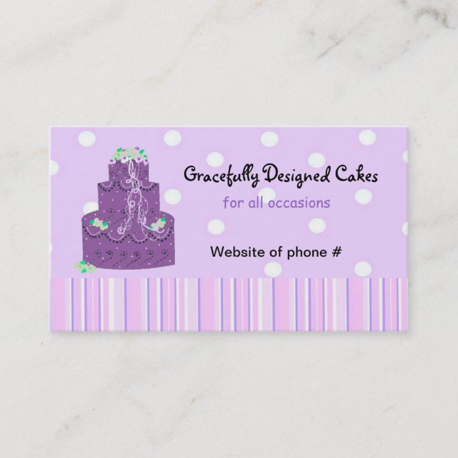 Carte De Visite Cake Mariage du concepteur pourpre (Devant)