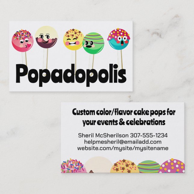 Carte De Visite Cake pops événement mariage boulangerie pâtisserie (Devant / Derrière)
